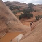 Luli casi se mata cruzando este charco!!!