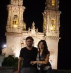 Iglesia de Taxco iluminada. No pudimos ingresar porque por el sismo sufrió daños y está cerrada al público.