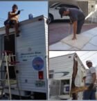 Pintando el techo, agregando nuevo estante y reemplazando maderas podridas