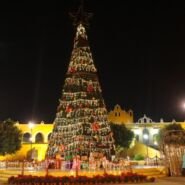 Decoración de navidad en la plaza principal donde estacionamos el camper.
