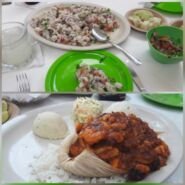 Ceviche y Mixiote de marisco en Puerto Morelos.